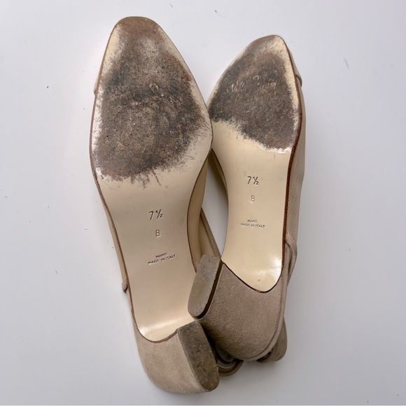 Walter Steiger Italy Suede Mesh Tan Slingback Kitten Heels Women’s SZ 7.5 - Picture 9 of 13
